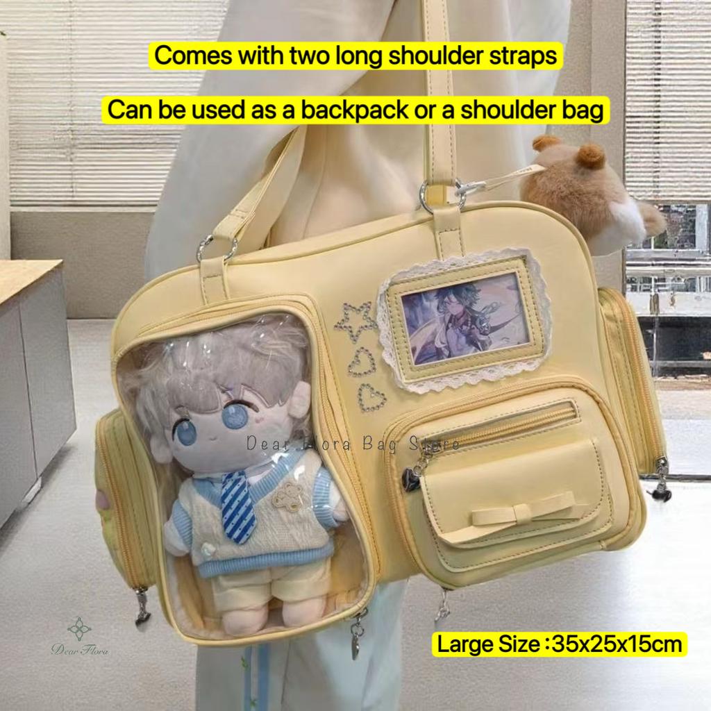 Neuer Y2K Süßer Itabag Comic-Ausstellung Rucksack mit großem Fassungsvermögen Süßes Mädchen Transparente Umhängetasche DIY Abzeichen Display Umhängetasche