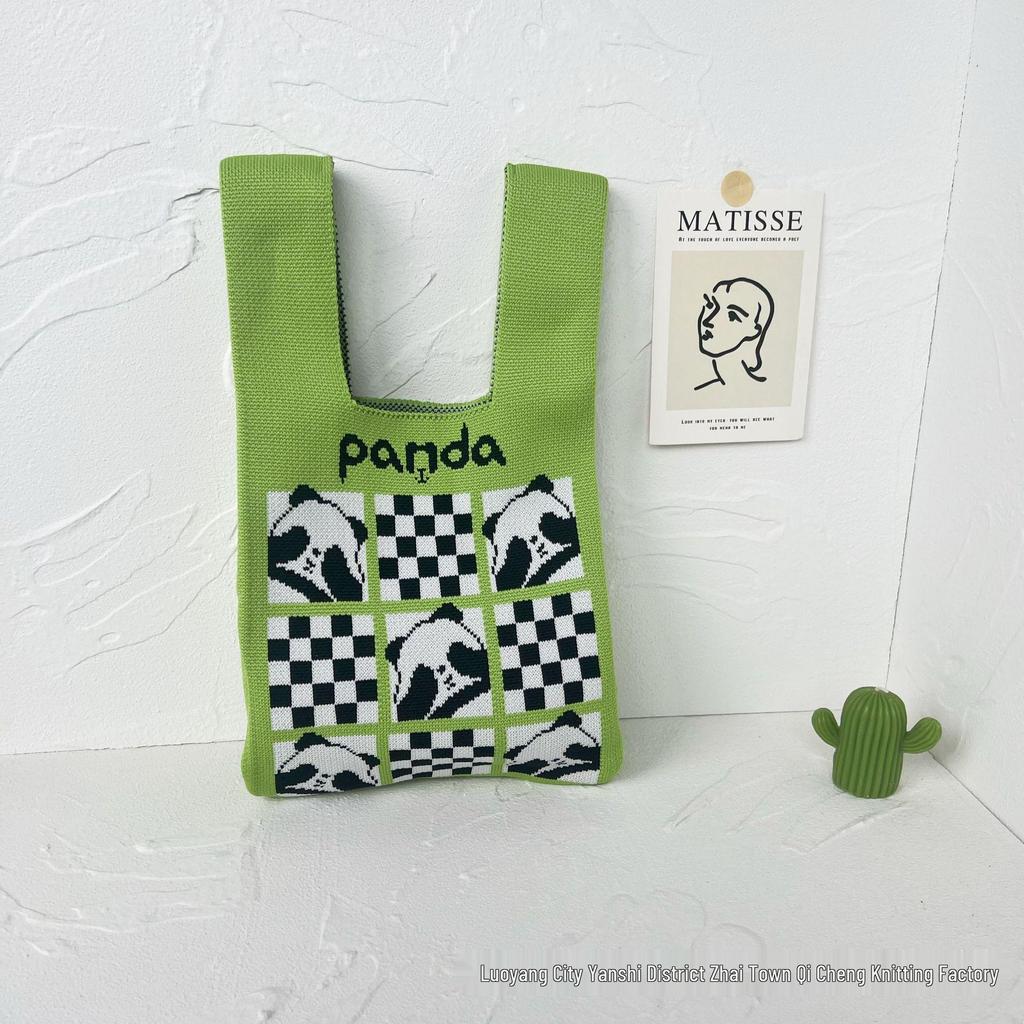Panda Knit Women's Cross-Border Wrist Tote Handbag