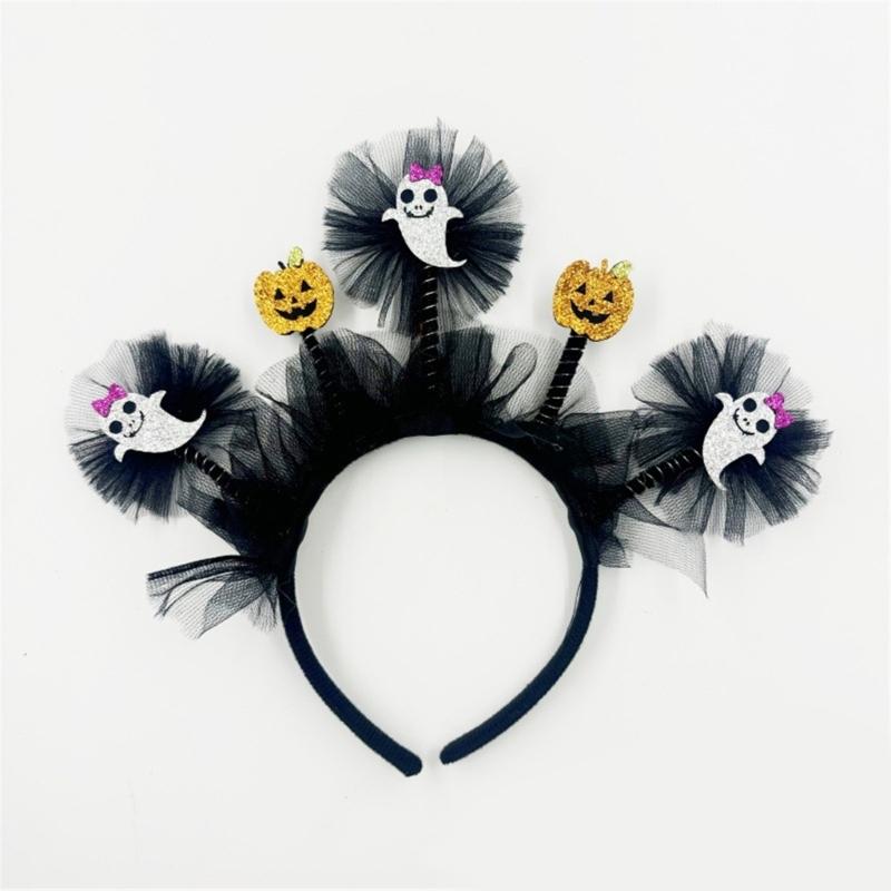 Auffälliges Kürbis-Tüll-Stirnband für Halloween-Kostümparty-Kopfschmuck, geeignet für Cosplay und Themenpartys
