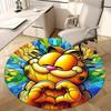1 Stück Garfield Buntglas Design Runder Teppich - Bürostuhlmatte, Rutschfester Teppich für Heimdekoration, Wohnzimmer, Schlafzimmer, Spielzimmer