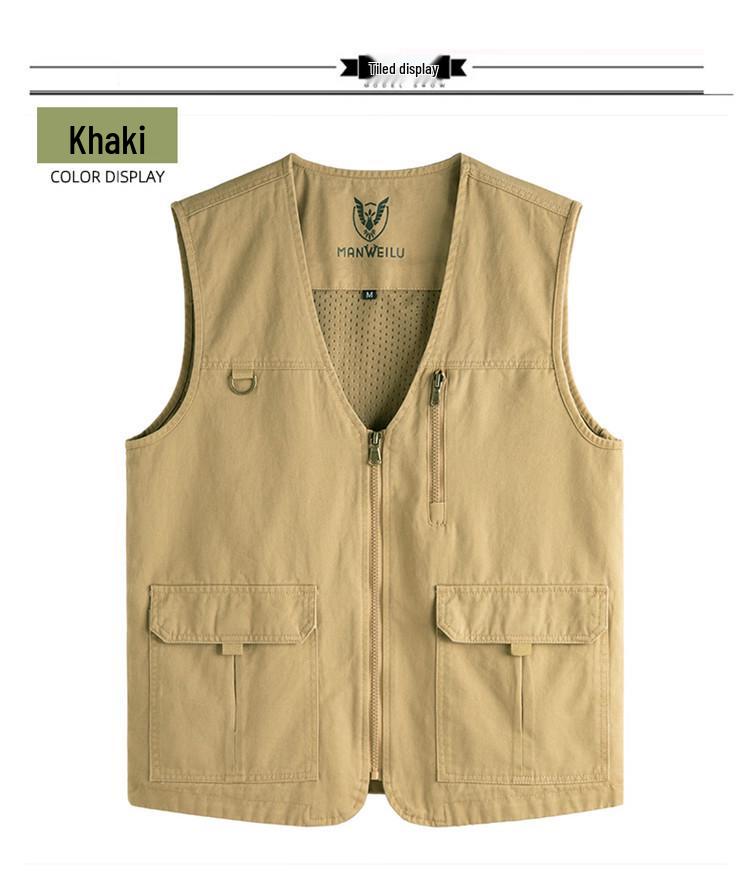 Men's High-End Mountain Style Outdoor Vest - Pure Cotton, Fishing & Camping Gilet Jacket