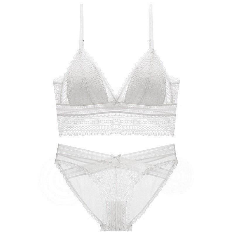 French Lace Lingerie Set, Women's Sexy Elegant Bra and Panty Set, Nylon Spandex