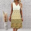 Plus Size V Neck Sleeveless Idyllic Bamboo Forest Scenery Print For Rural Leisure Holiday