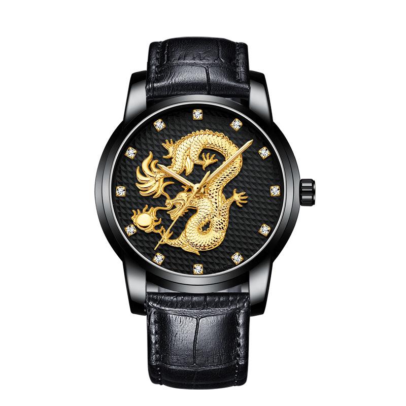 Neue Topmarke Stahluhr Herren Drachenuhr Leuchtendes Großes Zifferblatt Wasserdicht Herren Quarz Drachenuhr