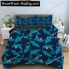 Bule Dolphin Whale King Queen Duvet Cover Underwater World Bedding Set Cartoon Sea Animal Comforter Cover Polyester Quilt Cover