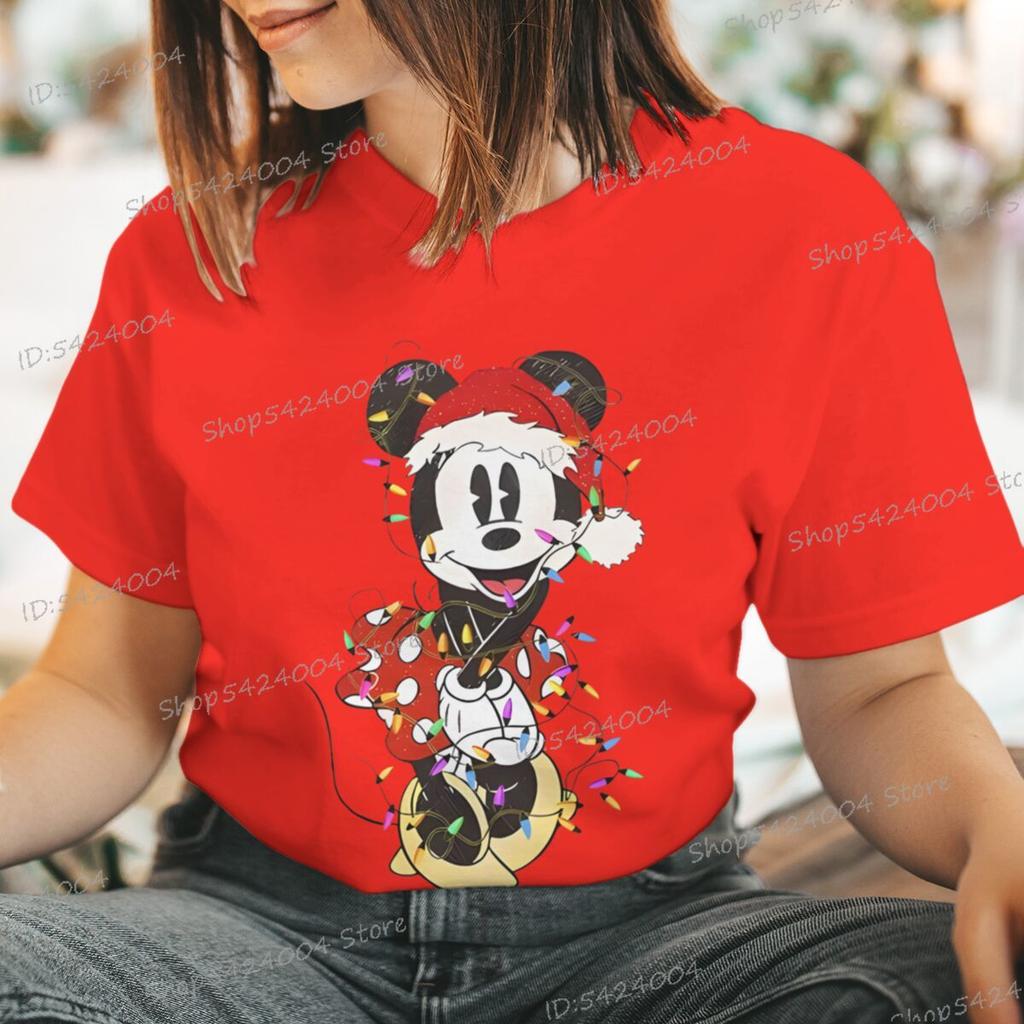 Women Men Mickey Minnie Christmas Shirt Cartoon Graphic Merry Christmas Couple Matching Tshirts