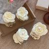 Small Fabric Floral Hair Clip Elegant Pearls Flower Hair Claw Camellia Hair Clip  Back Head Wear