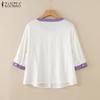 ZANZEA Women Casual Round Neck Loose Half Sleeve Blouse