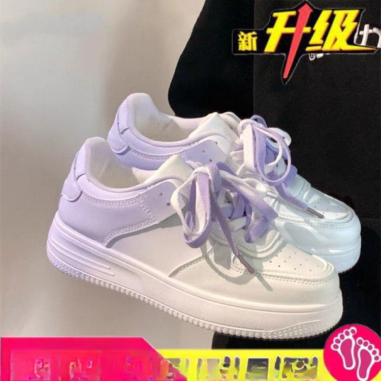 

Плоскі білі туфлі градієнтного кольору для жінок, нові кеди на товстій підошві на шнурівці для старшокласниць, повсякденне взуття для жінок 35 фіолетовий