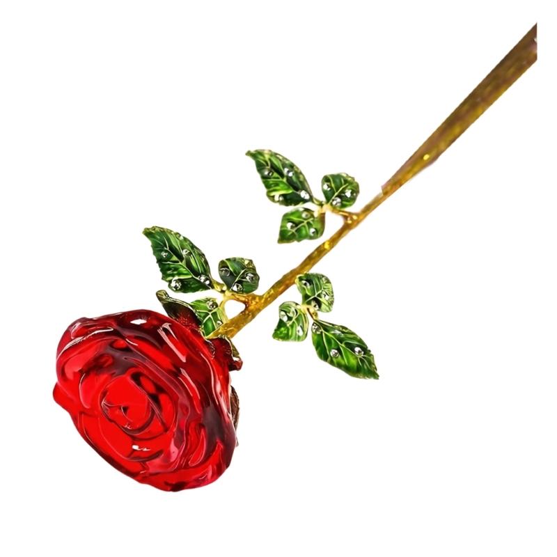 Elegant Crystal Glass Rose Flower For Home Decoration Wedding Gift Various Color With Long Durability Beauty