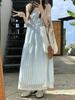 Women's Seaside Striped Camisole Dress - French Style Summer 2026, Loose Fit, Petite Long Dress