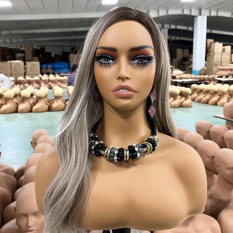 European & American Mannequin: Half Body with Double Shoulders for Wig, Jewelry, and Necklace Display