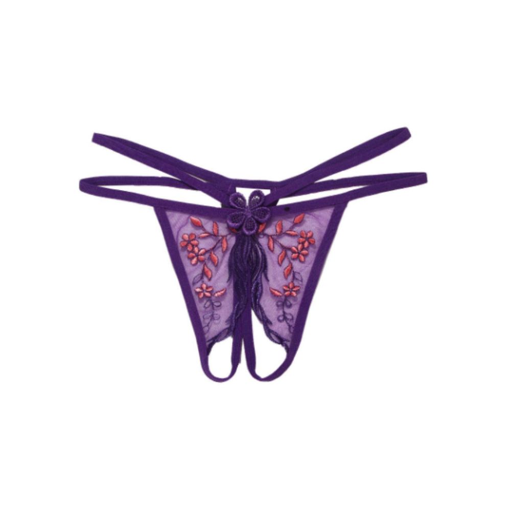 Embroidery Lace Flower Panties Thin Belt Traceless Briefs Fashion Women Mesh Thong Valentine's Day