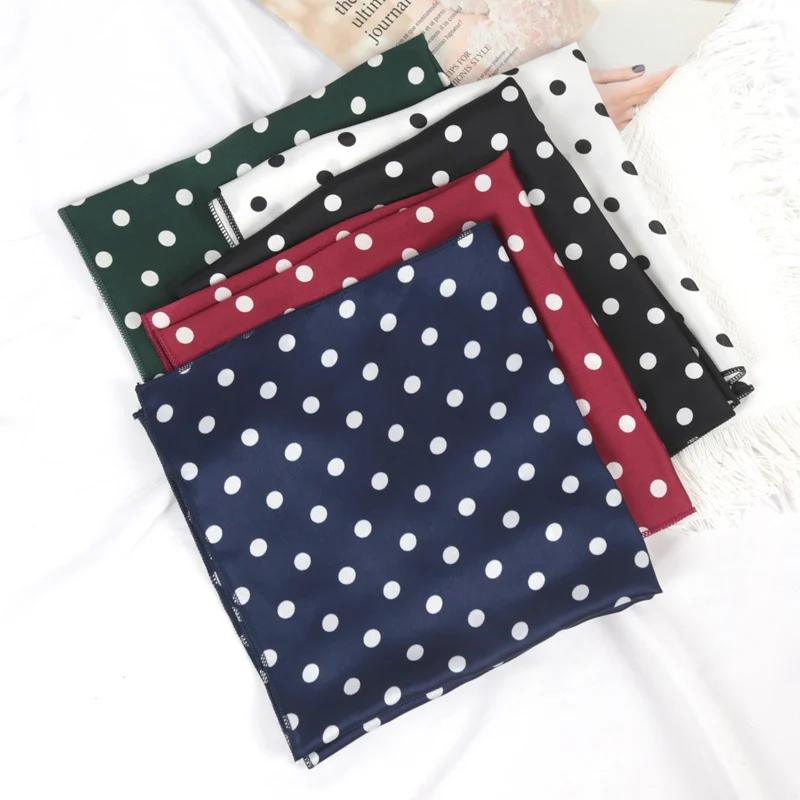 New Women 50cm Breathable Fashion Dot Small Neck Square Scarfs Office Lady Hair Band Foulard Hand Kerchief Female Bandana Shawl