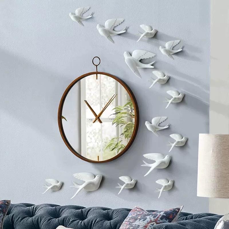 3D Resin Bird Wall Decor, No-Drill Hanging Decorative Birds for Home Wall Art