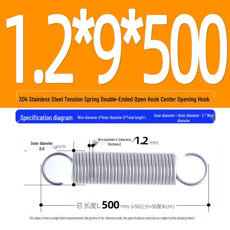Arc de extensie din oțel inoxidabil 304 de 500 mm cu cârlige deschise și inel cu buclă dublă, personalizabil.