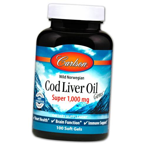 Cod Liver Oil, Cod Liver Oil Super 1000, Carlson Labs 100 Gelcaps (67353007)