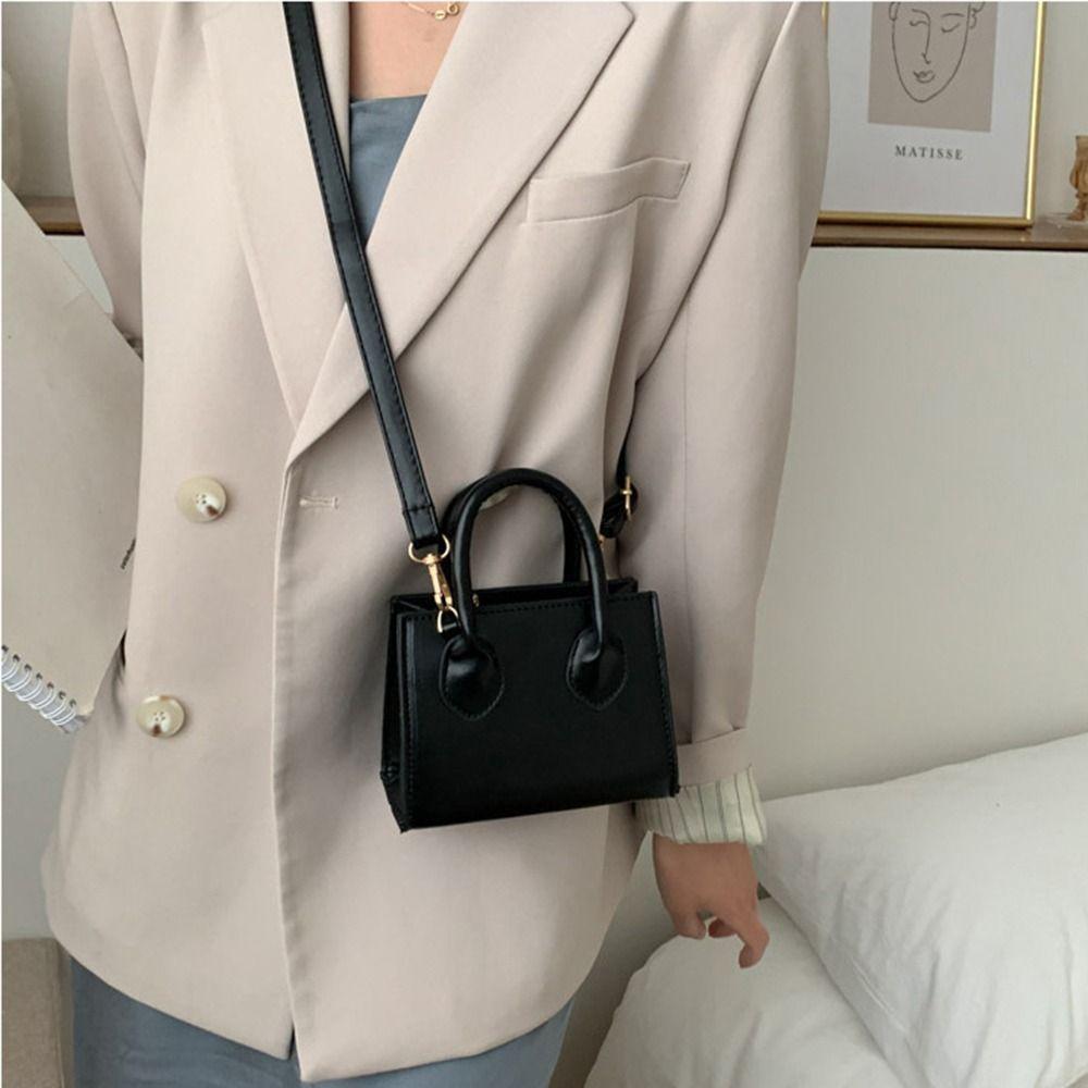 PU Leather Small Square Bag Minimalist Women's Crossbody Bag Mini Handbag  Literary Crowds