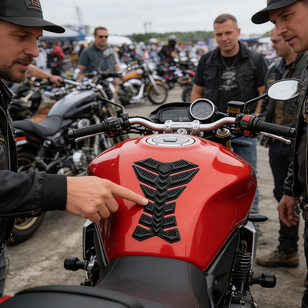 Stickers For Motorcycles 3D Fish Bone Design Adhesive Motorcycle Tank Pad Sticker For Adults Oil Tank Street Car Modification