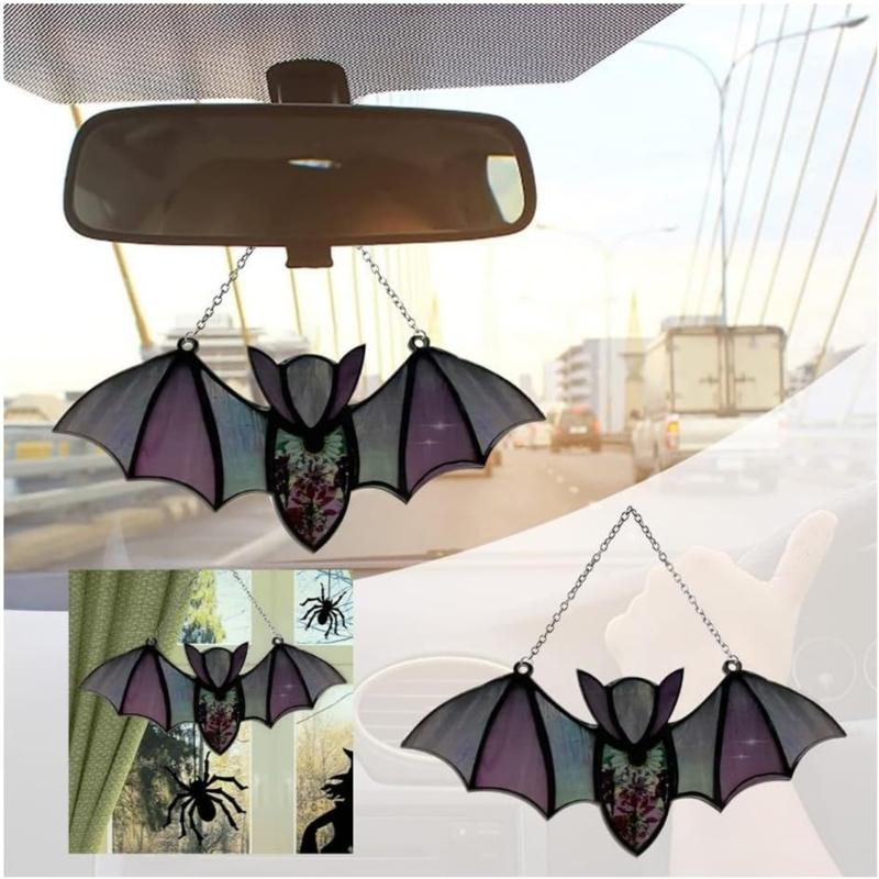 Acrylic Bat Suncatcher Window Hanging Stained Glass Wall Art Halloween Decoration