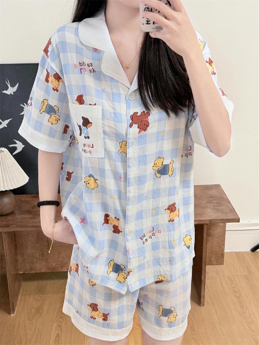 

Internet celebrity dachshund puppy pajamas women s short-sleeved shorts can be worn outside two-piece women s casual lazy style loungewear S