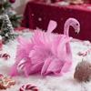 Flamingo Christmas Tree Topper Decoration Pink Artificial Feather Bird Decor with Clip/Spring Indoor Outdoor Garden Holiday Party Ornament