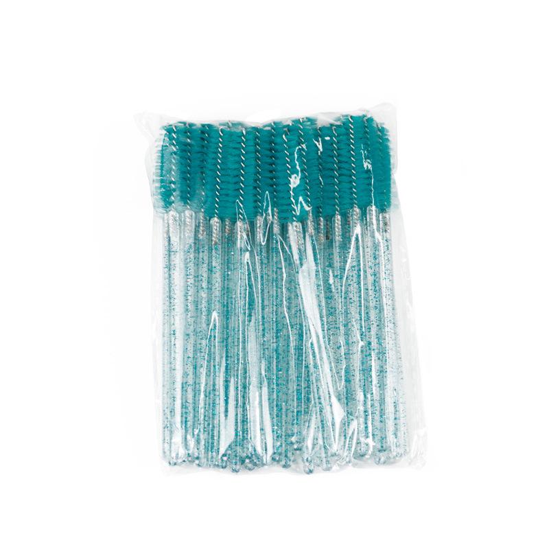50-Piece Portable Crystal Rod Eyelash & Eyebrow Brush Set - Nylon Makeup & Extension Comb