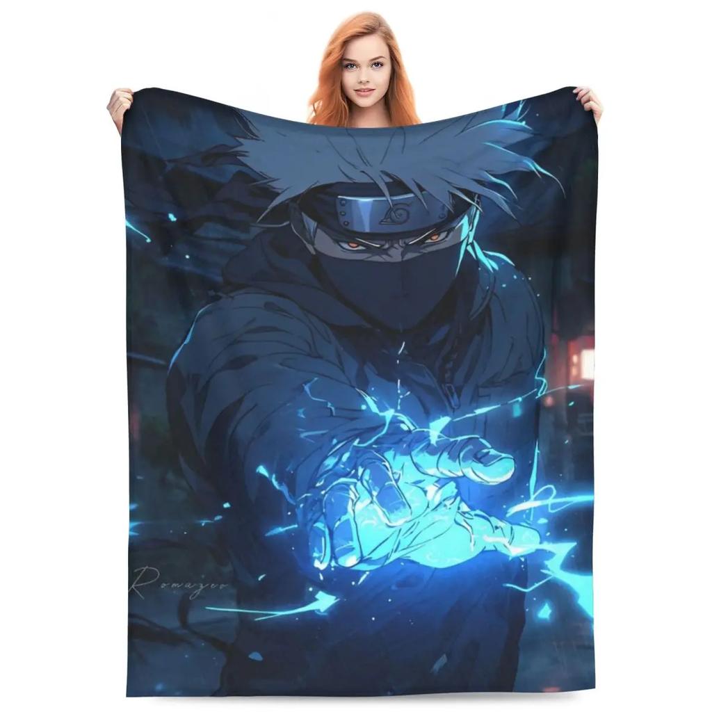Japanese Anime Graphic Blankets N-Narutos Flannel Novelty Soft Throw Blankets for Home All Season