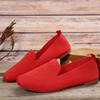 Women Slip On Casual Flat Shoes Metal Buckle Loafers Comfortable Lightweight Breathable Knit Fabric Large Size