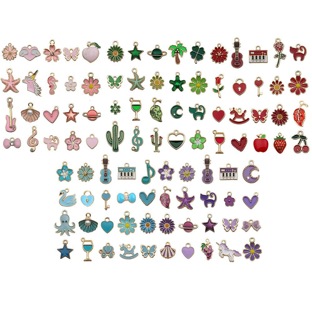 Mixed Color Cartoon Enamel Alloy Pendants for DIY Bracelets & Keychains