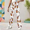 Girls Cartoon Potted Carnivorous Plant Print White High Waist Flare Pants