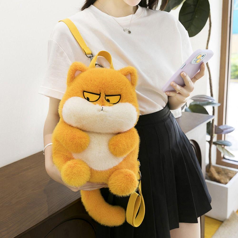 Phone Bag Cat Plush Backpack Animals Cartoon Plush Schoolbag Little Cat Doll Shoulder Bag Girls