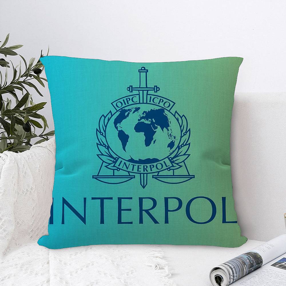 IInterpols LOGO Office Cushion Pillowcase Car Cushion CoverXCM Lumbar Pillowcase Sofa Pillowcover