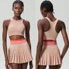 Sports Fitness Yoga Wear Suit Female Exposure-Proof Skirt Pocket Tennis Skirt Quick-Drying Shockproof Beauty Back Exercise Bra