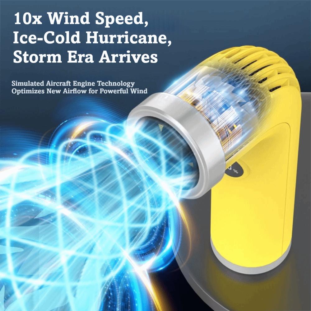Curved Design Bladeless Handheld Fan Digital Screen High-Speed Turbine Fan  Travel Use