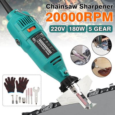 5 Gänge elektrisches Kettensägen-Schärfset, 20000 U/min, 180 W, elektrische Schleifmaschine, Kettensägenschärfer, Polier- und Schleifmaschine, Elektrowerkzeug