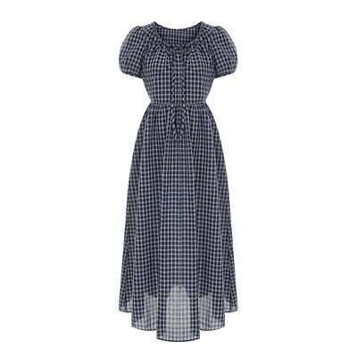 Page Flynn Ribbon String Check Seersucker Dress_S5Bop072C
