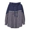 Spring and Autumn Hooded Striped Stitching Loose Sweater Long-sleeved Pullover Casual Loose Top