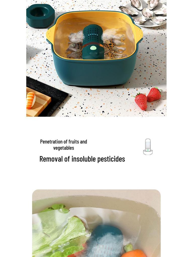 Wireless Fruit & Vegetable Purifier: Household Appliance for Washing and Disinfecting Produce, Removing Pesticide Residues.