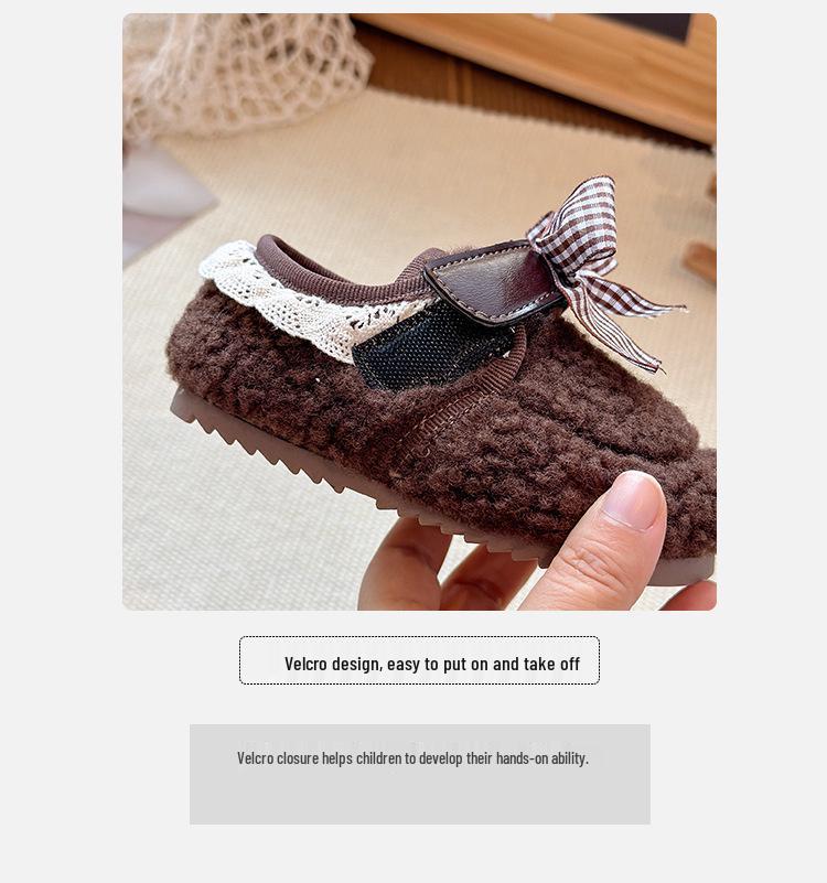 Toddler Fleece-Lined Warm Cotton Shoes: Lambswool Baby Soft Sole Walker for Little Girls
