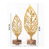 Metal Leaf Ornaments Hollowed-out Golden Leaves Plant Sculpture Marble Base Metal Figurine Home Decoration Accessories