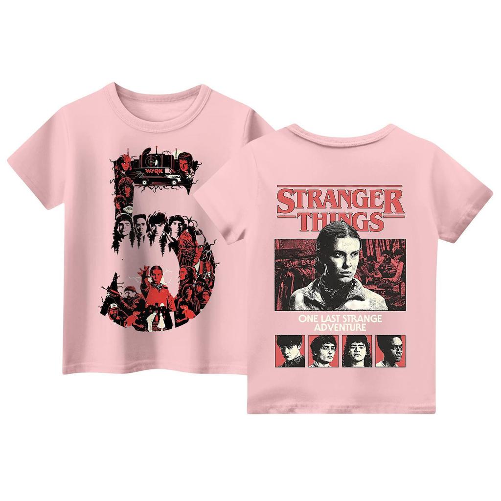 Children's Short Sleeve Tops Casual Print T Shirt Round Neck Pullover Blouse