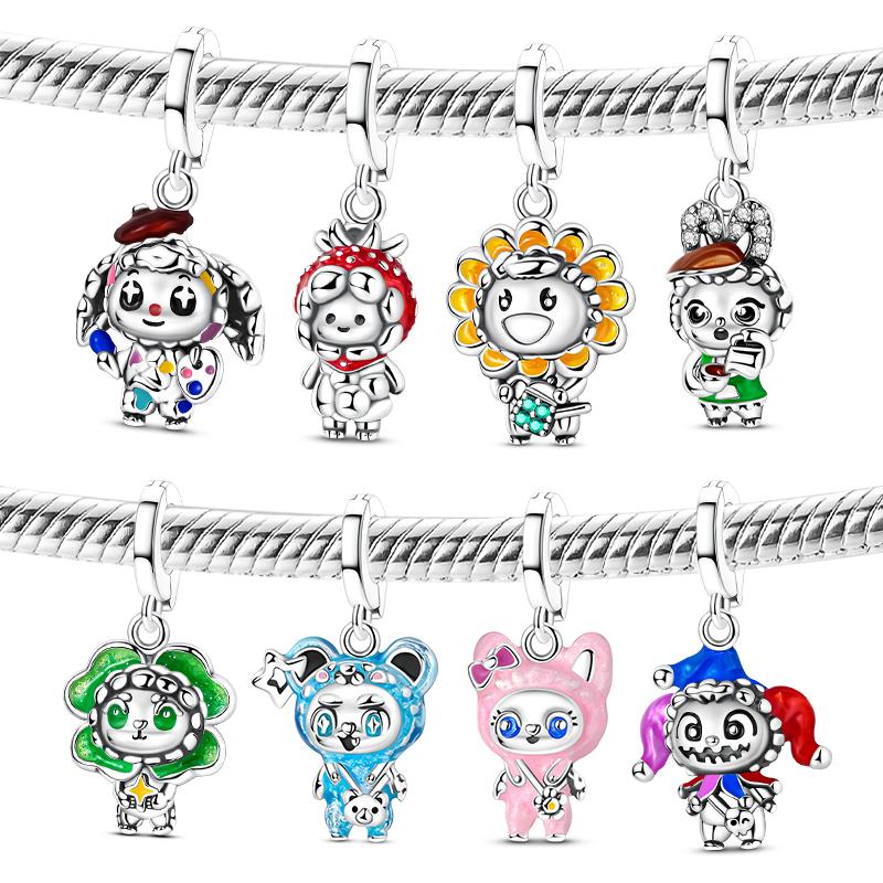 Original Charms Copper Doll Rabbit Fox Bear Cute Pendants Fit Bracelet Diy Woman Jewelry