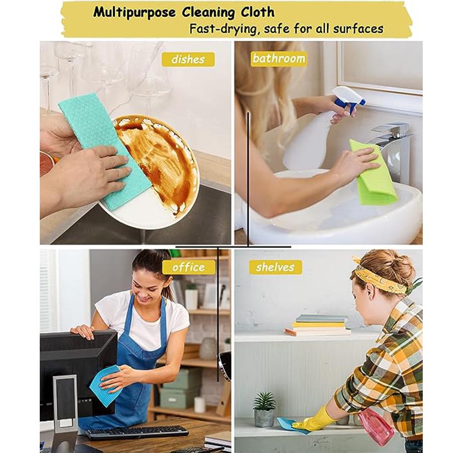 Kitchen Dishcloths, Reusable Paper Towels for Counter and Dishware - Eco-Friendly Cellulose Sponge Cloths