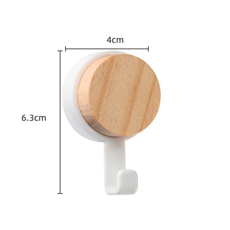 

Wooden Round-Tip Hooks – Multi-Purpose No-Drill Adhesive Hooks for Home, Heavy Duty & Space-Saving (Door/Wall Mount)