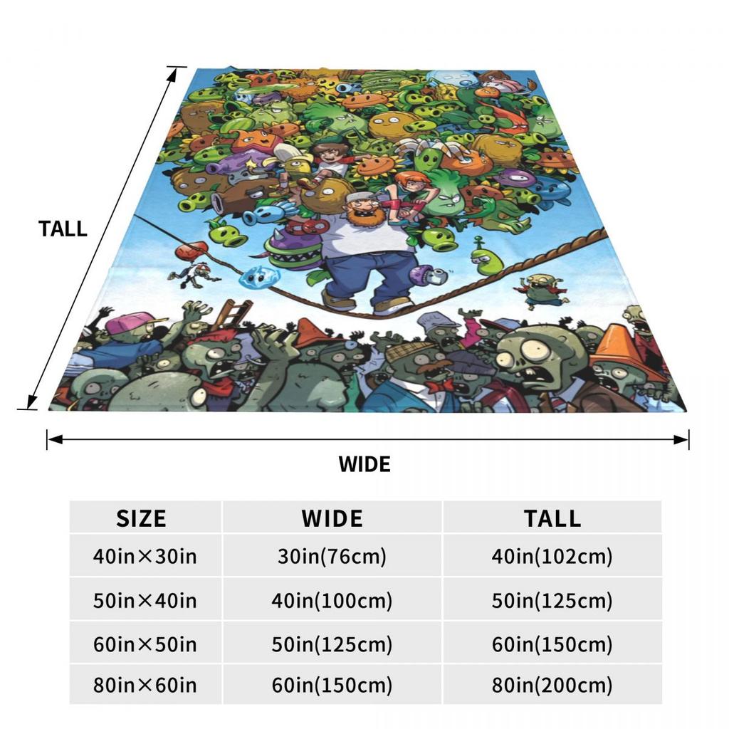 Game P-Plants-vs-Zombie Printed Blanket Warm Soft Fluffy Plush Bedding Throws For Home Decor Travel Flannel Bedspread Bed Cover