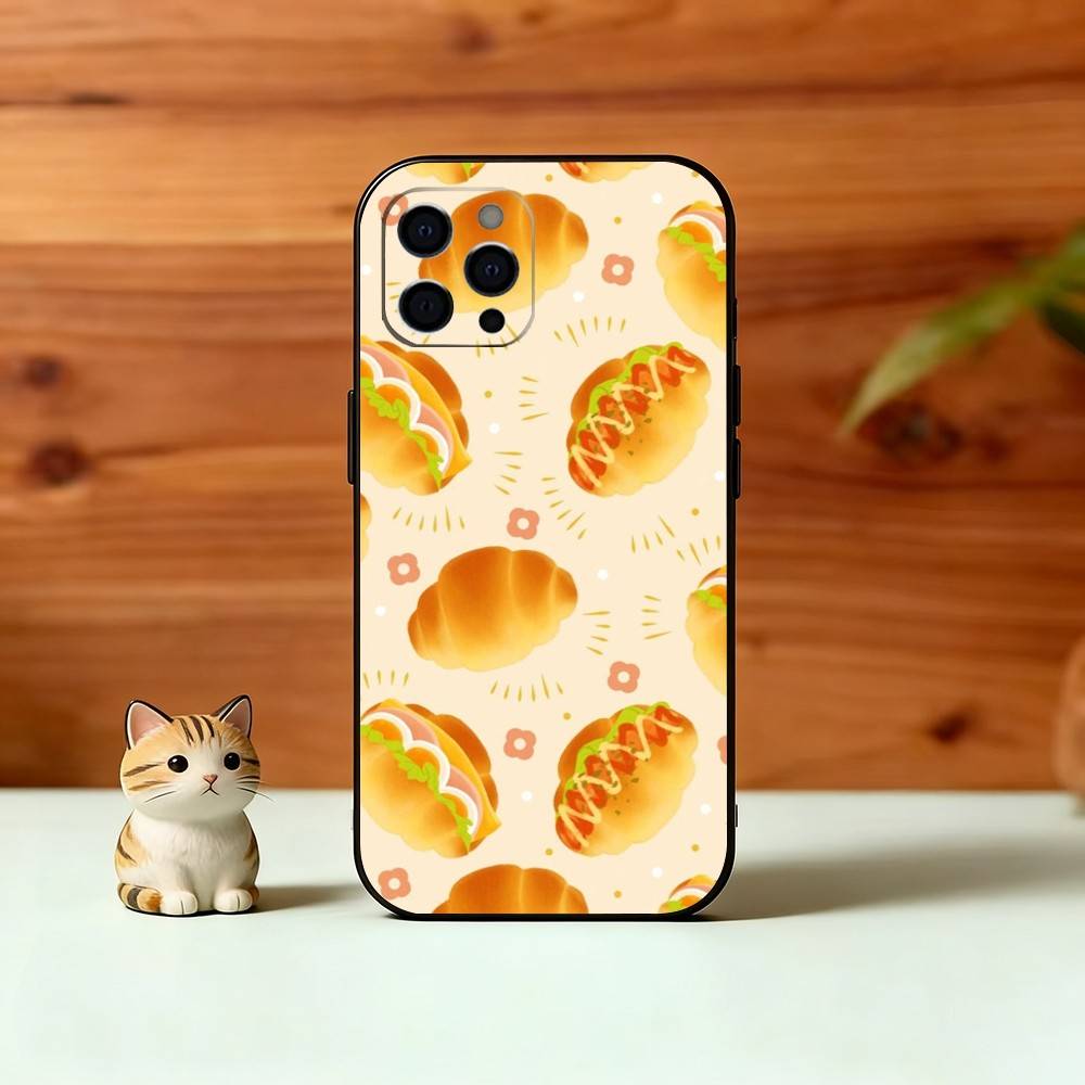 Cute Bread Illustration Phone Case Silicone Soft For IPhone 17 16 15 14 13 12 11 X XR Plus Pro Max Plus