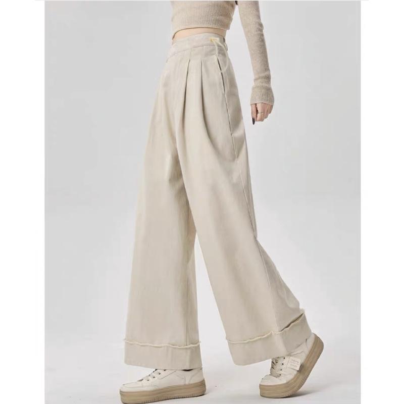 

Spring & Autumn 2026 Maternity Wide-Leg Denim Pants - Casual Drawstring Style with Pockets 2XL абрикосовий