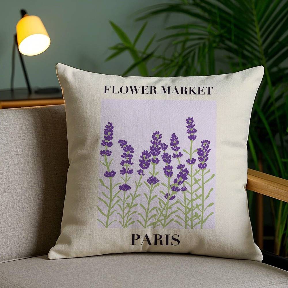 Pillow Case Flower Market Home Dorm Chair Back Short Plush Double-sided Printing Office Nap Time Cushion Cover