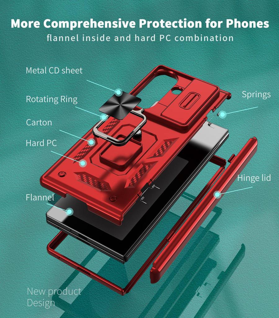 New SAM Z Fold7 Sharp Armor Hinge Ring Stand Anti-drop Folding Phone Case
